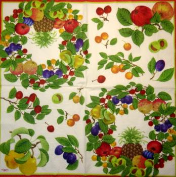 TF-021 Tropische Früchte - 3-lagig (creme) - Caspari - Karen Kjaersgaard